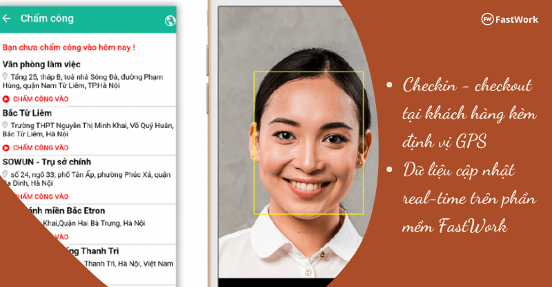 Ứng dụng FastWork chấm công di động