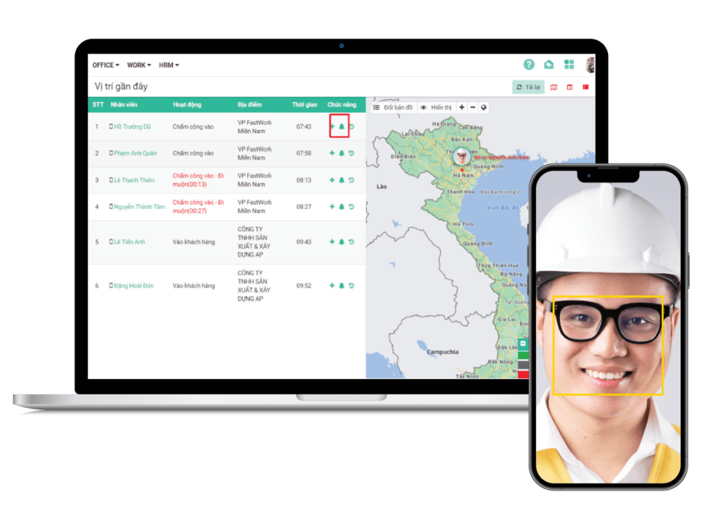 Quản lý chấm công văn phòng & công trường