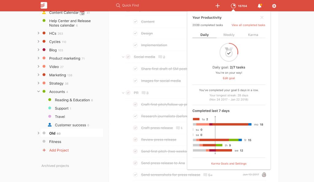 phần mềm quản lý dự án Todoist