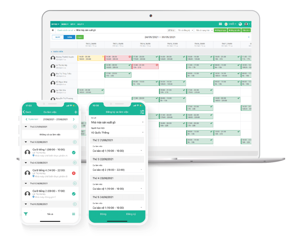 Quản lý xếp lịch, phân ca cho công nhân