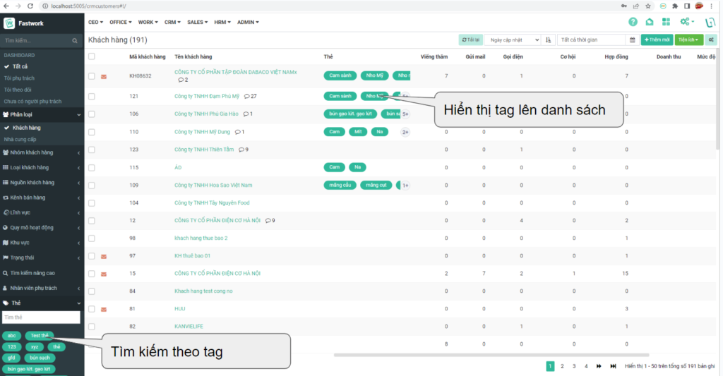 Lọc & tìm kiếm khách hàng theo tag nhanh chóng