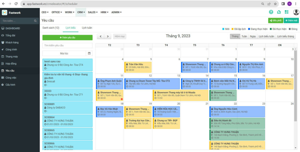 Theo dõi tất cả yêu cầu bảo trì, sửa chữa trên 1 giao diện lịch biểu