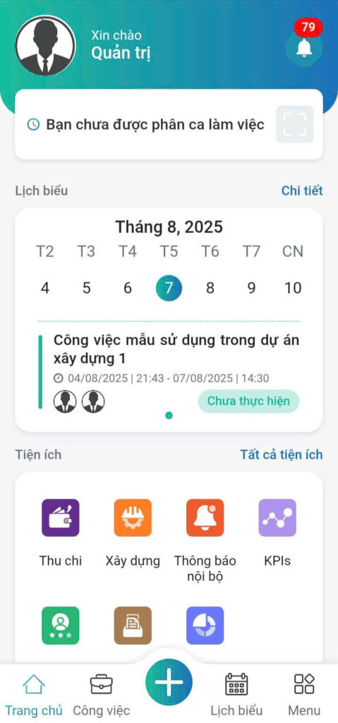 Giao diện mới FastWork mobile