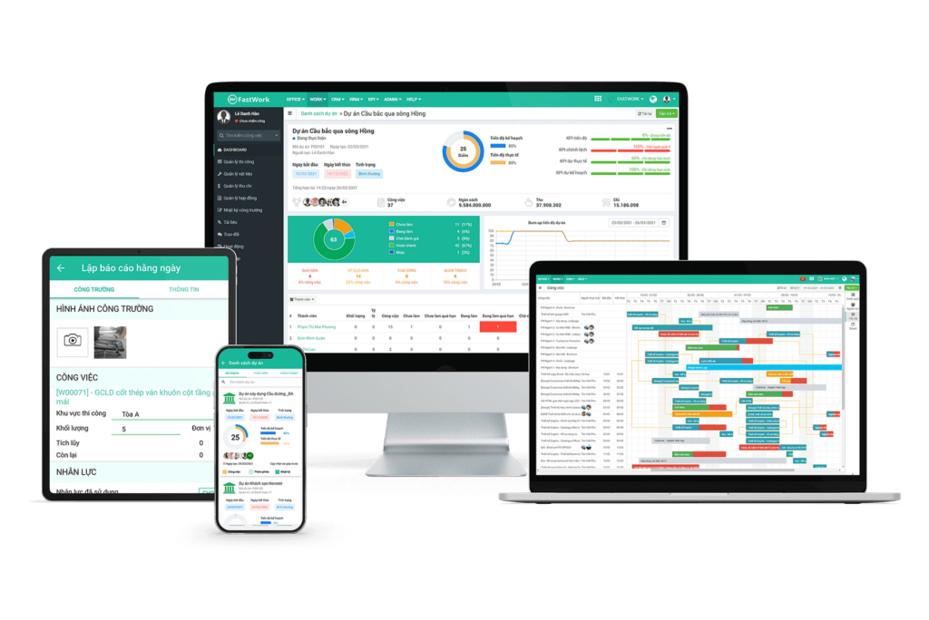 Phần mềm Quản lý dự án thi công Xây dựng chuyên sâu